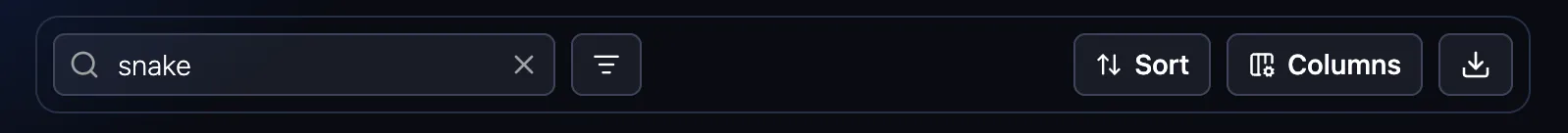 Table search input