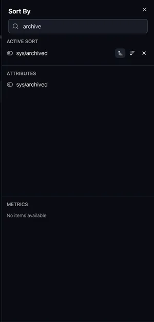 Table sort management panel